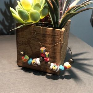 Pair of wire beaded earrings.